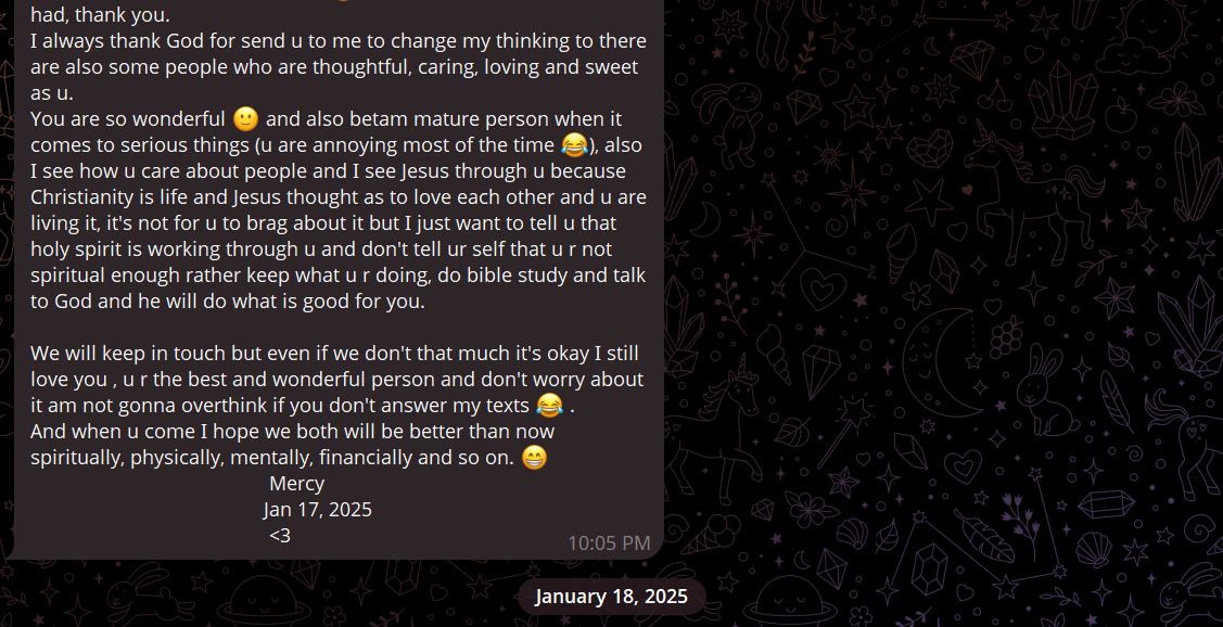 The continuation of a meaningful message from Mercy