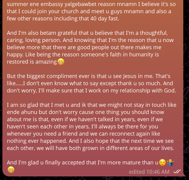 The continuation of my reply to Mercy