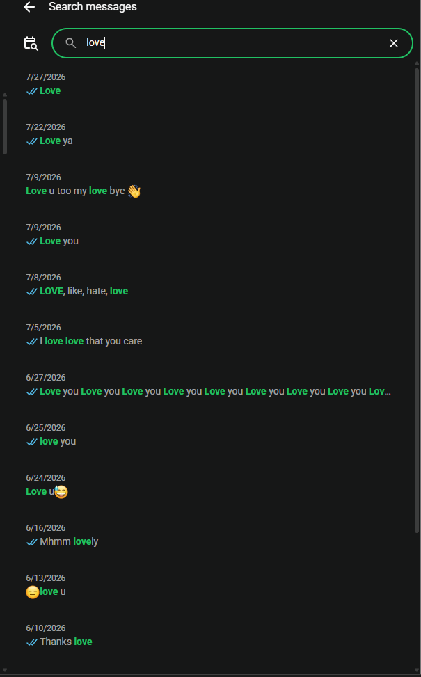 Many love messages across our conversation