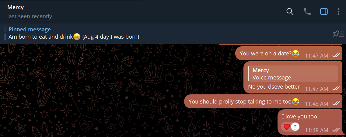An affectionate conversation with Mercy